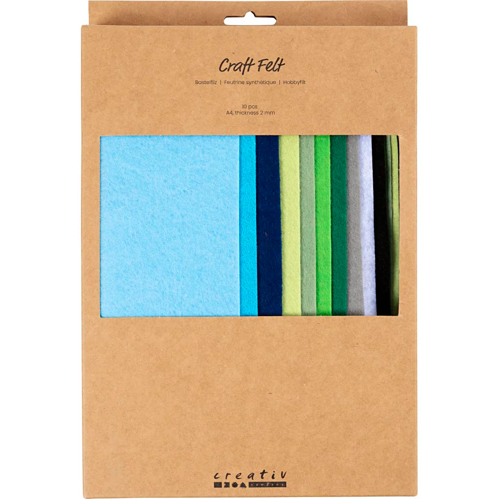 Craft Felt A4 210x297mm - Blue/Green (10 Pack) - Image 3