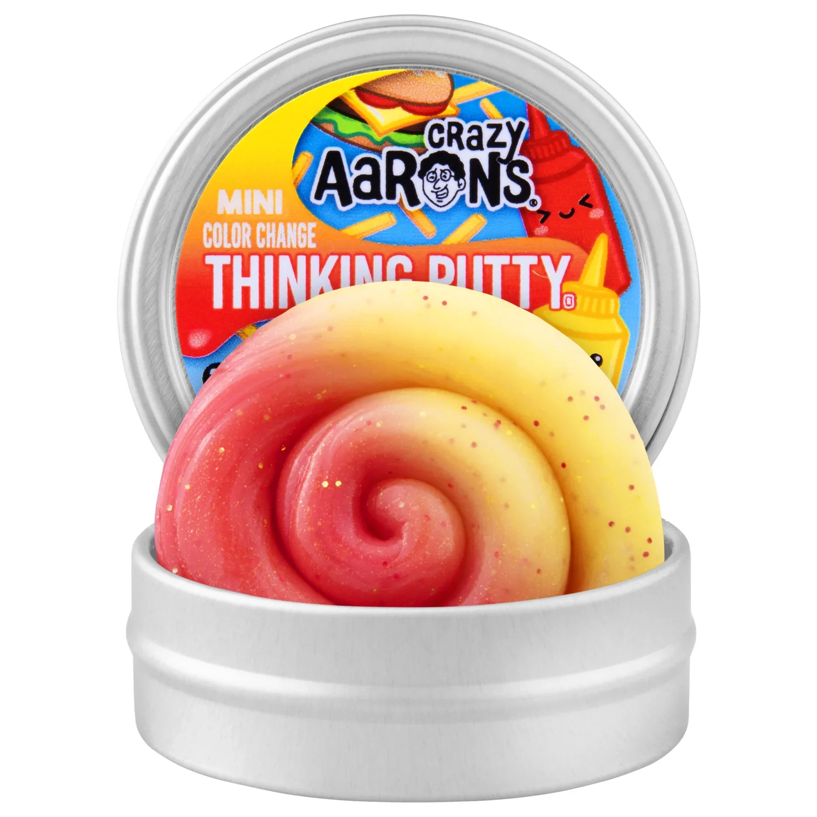 Crazy Aaron's Thinking Putty Mini Tin - Ketchup & Mustard - Image 4