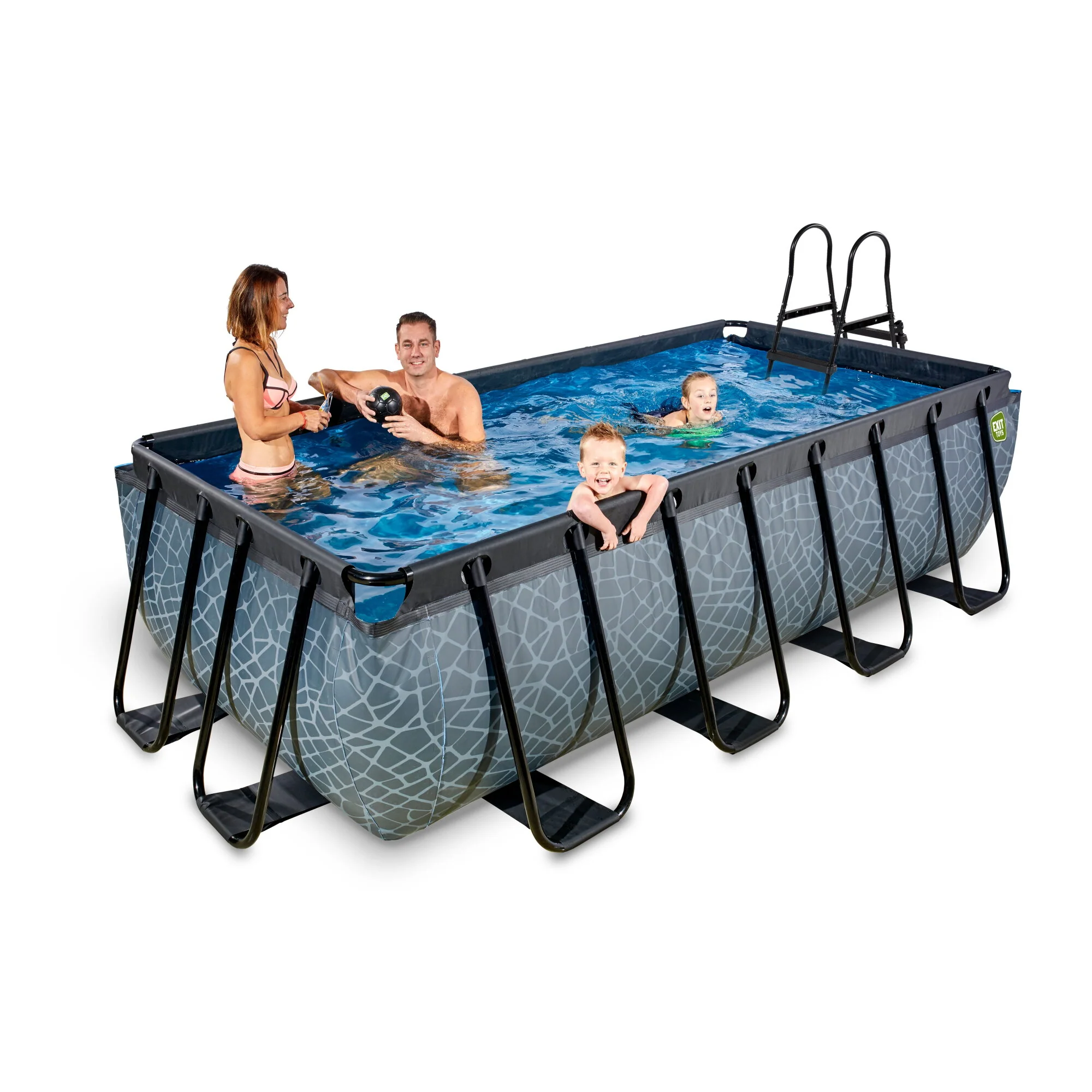 EXIT Stone Rectangular Frame Pool - 4x2x1.22m (12V Sand Filter) - Image 5
