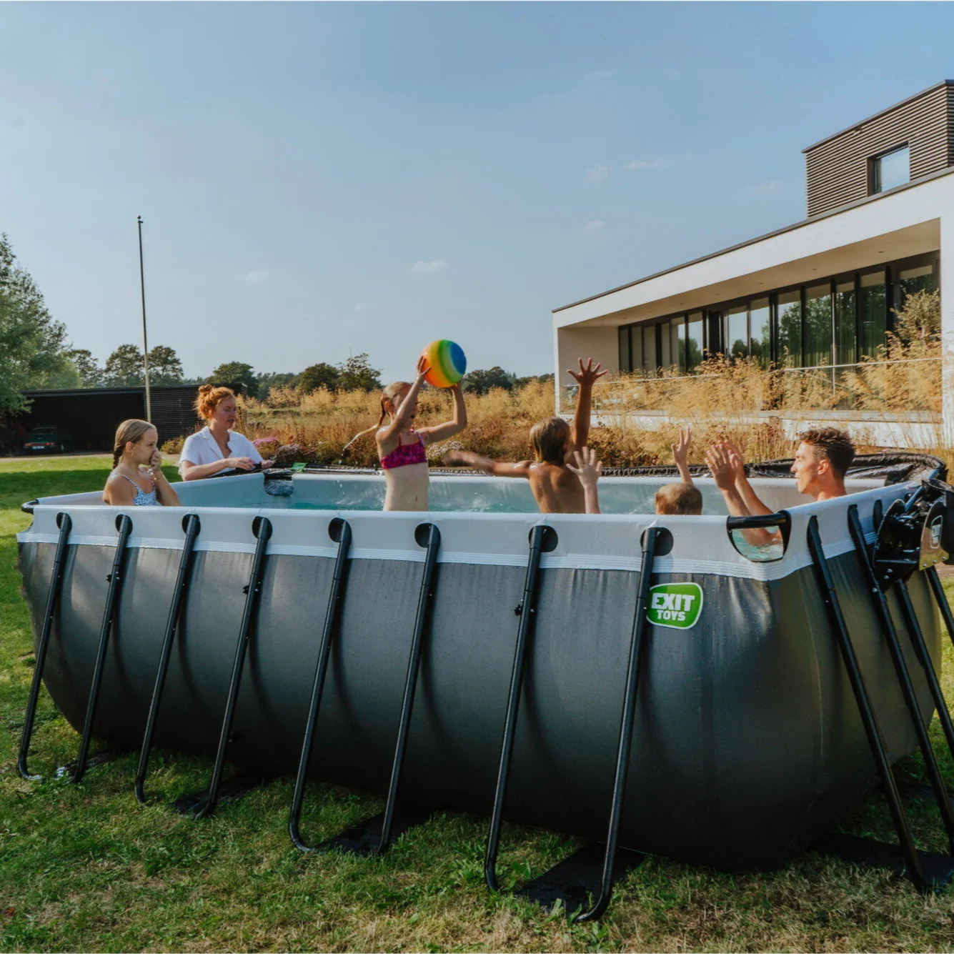 EXIT Stone Rectangular Frame Pool - 4x2x1.22m (12V Sand Filter) - Image 6
