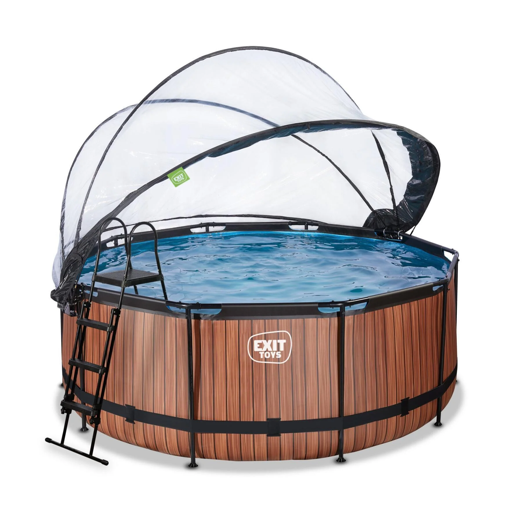 EXIT Wood Round Frame Pool with Heat Pump - 360x122cm (12V Sand Filter) - Image 3
