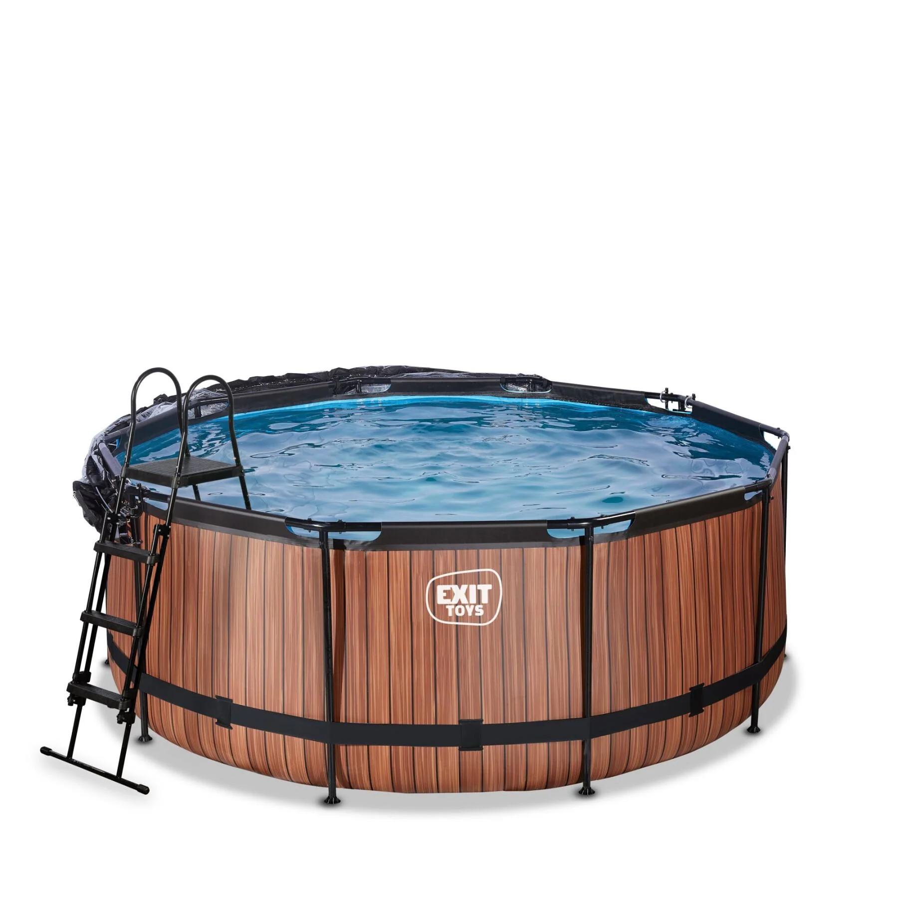EXIT Wood Round Frame Pool with Heat Pump - 360x122cm (12V Sand Filter) - Image 4