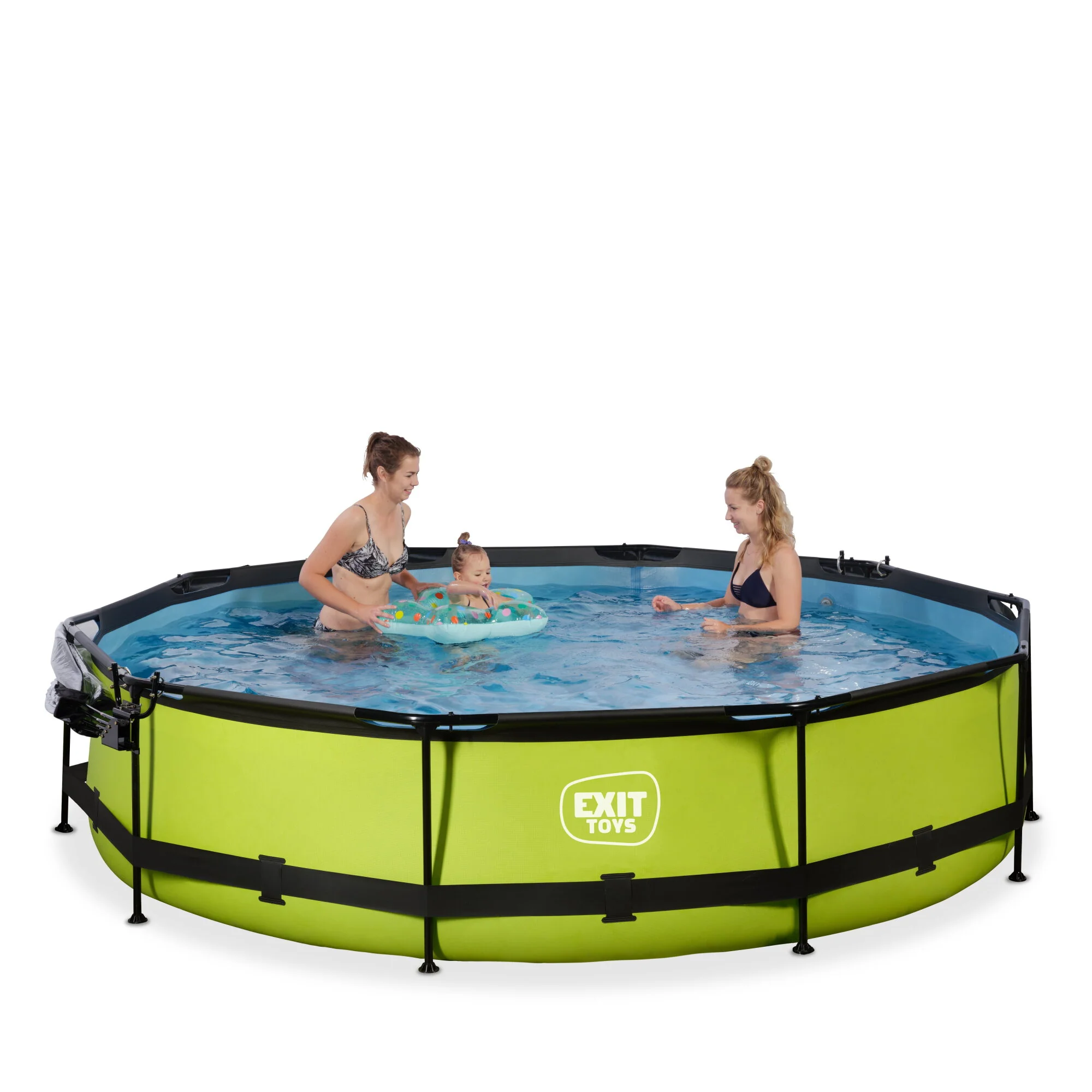 EXIT Lime Round Frame Pool with Cover - ø360x76cm (12V Cartridge Filter) - Image 7