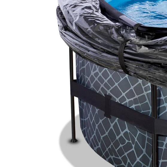 EXIT Stone Round Frame Pool with Cover- 427x122cm (Filter & Heat Pump) - Image 4