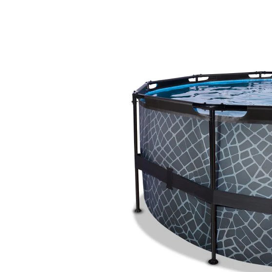 EXIT Stone Round Frame Pool with Cover- 427x122cm (Filter & Heat Pump) - Image 5