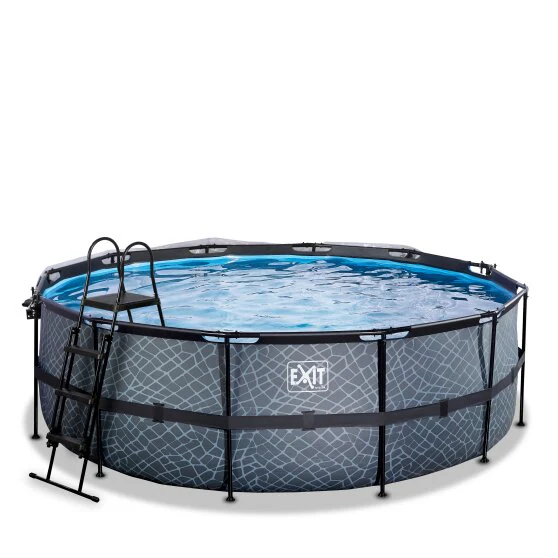 EXIT Stone Round Frame Pool with Cover- 427x122cm (Filter & Heat Pump) - Image 6