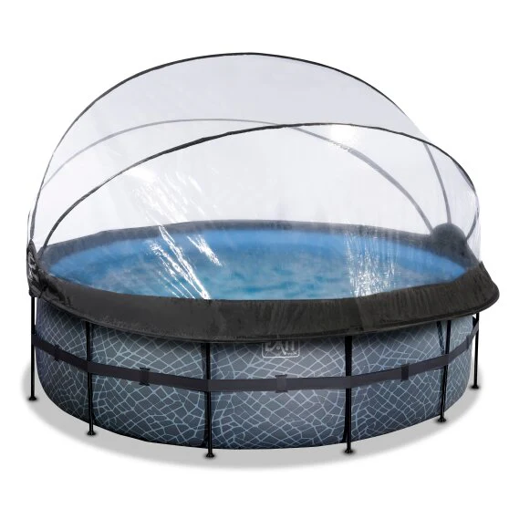 EXIT Stone Round Frame Pool with Cover- 427x122cm (Filter & Heat Pump) - Image 7