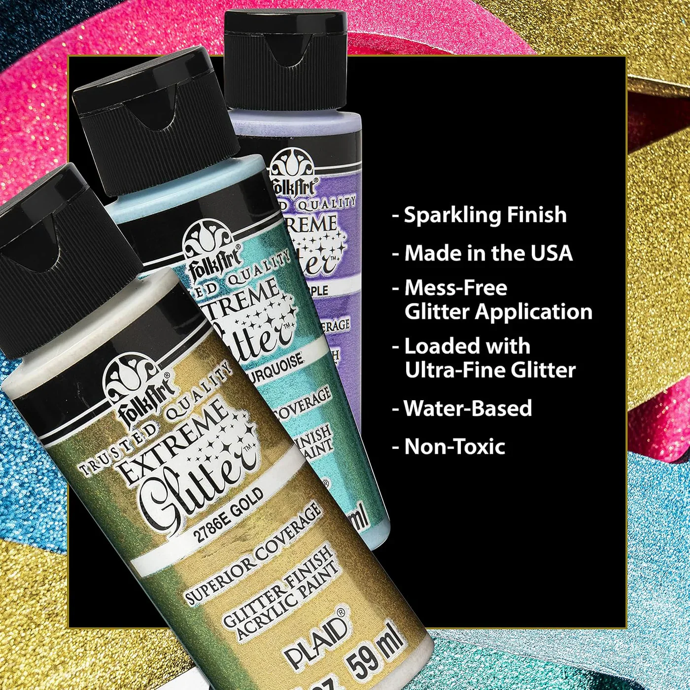 FolkArt Extreme Glitter Acrylic Paint 59ml - Purple Prism - Image 3