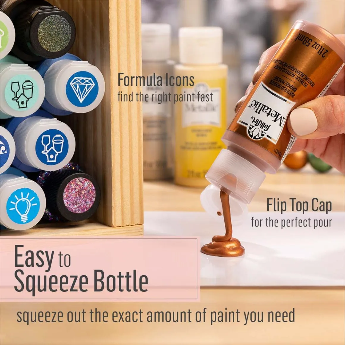 FolkArt Multi-Surface Metallic Acrylic 59ml - Rose Gold - Image 4