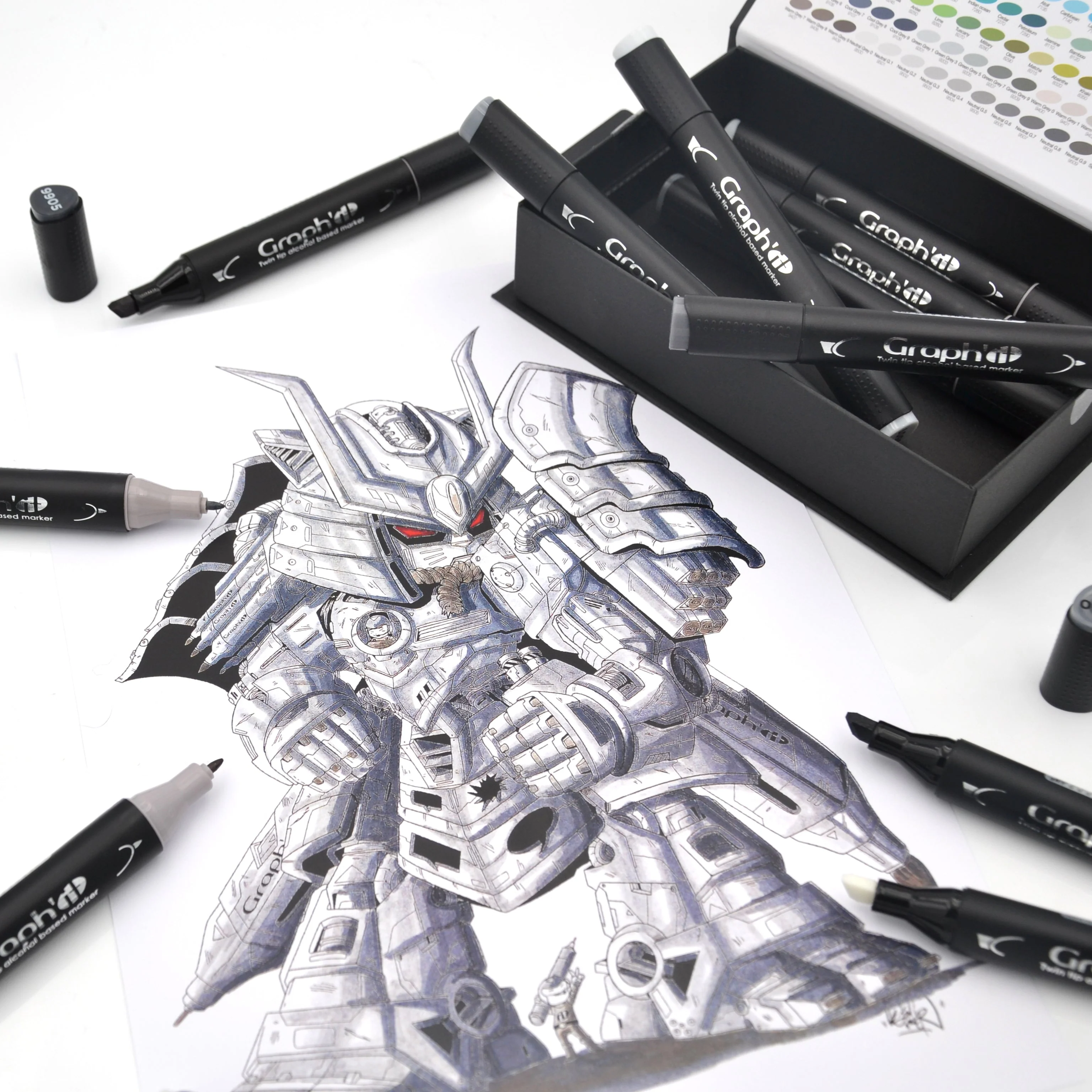GRAPH'IT Double Ended Alcohol Markers - Neutral Grey (Set of 12) - Image 3