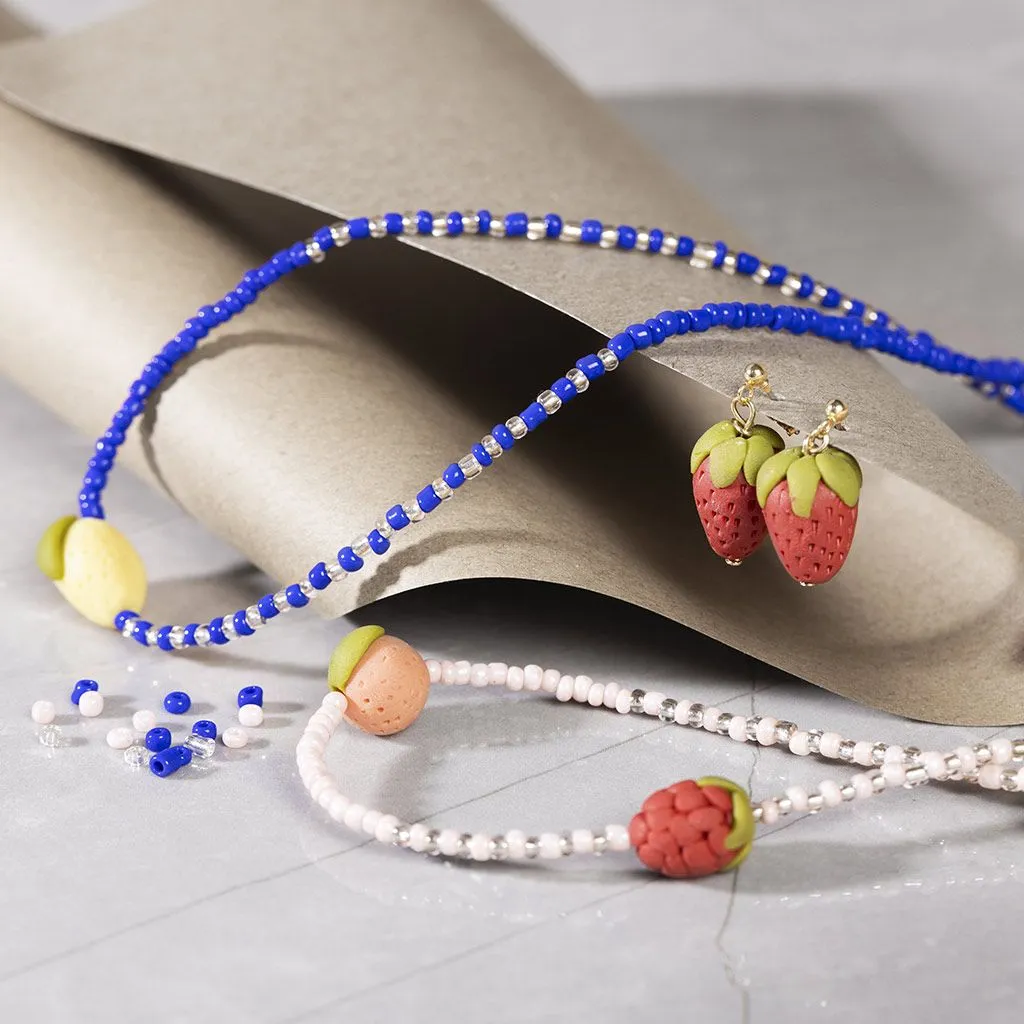 Craft Kit Jewellery Necklace And Earrings - Royal Blue & Fruits - Image 4