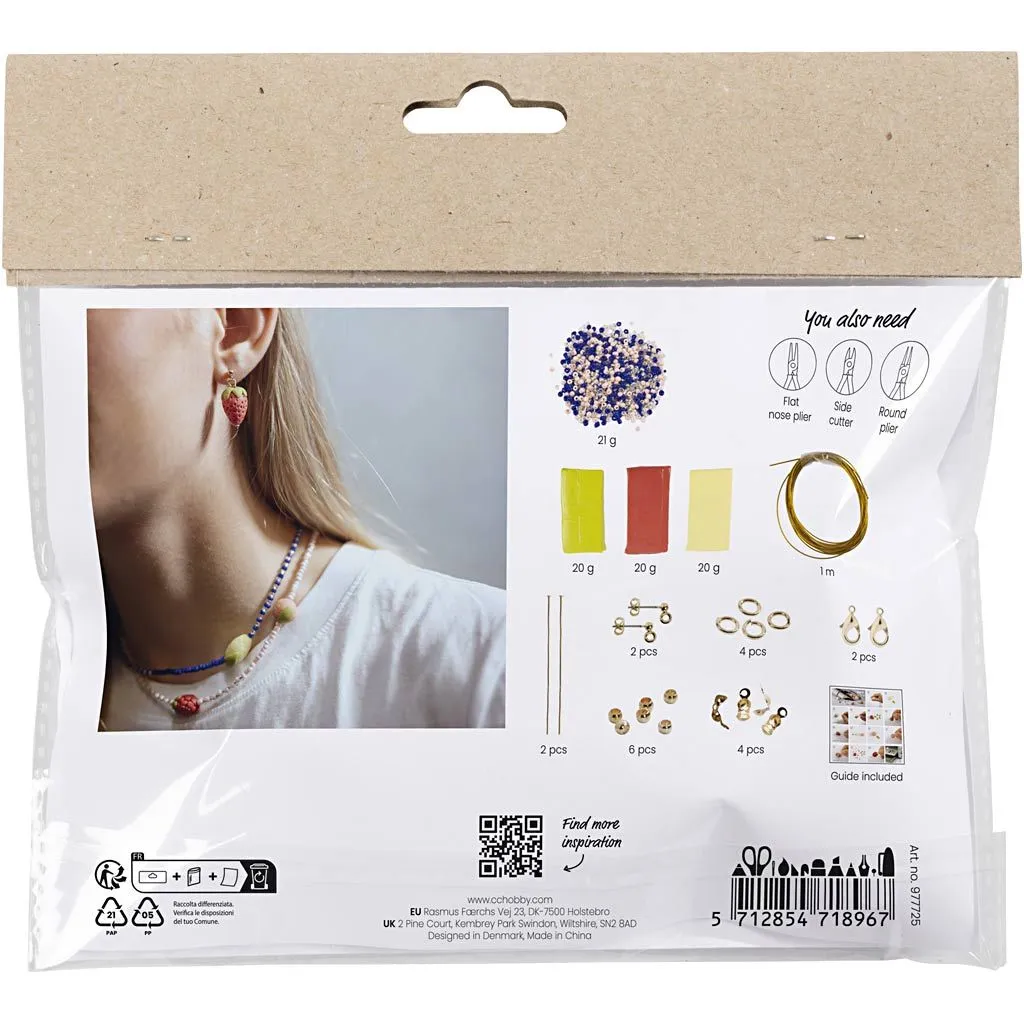 Craft Kit Jewellery Necklace And Earrings - Royal Blue & Fruits - Image 5