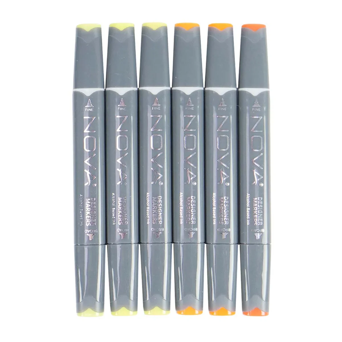Nova Designer Dual Tip Alcohol Markers - Orange/Yellow (6 Pack) - Image 4