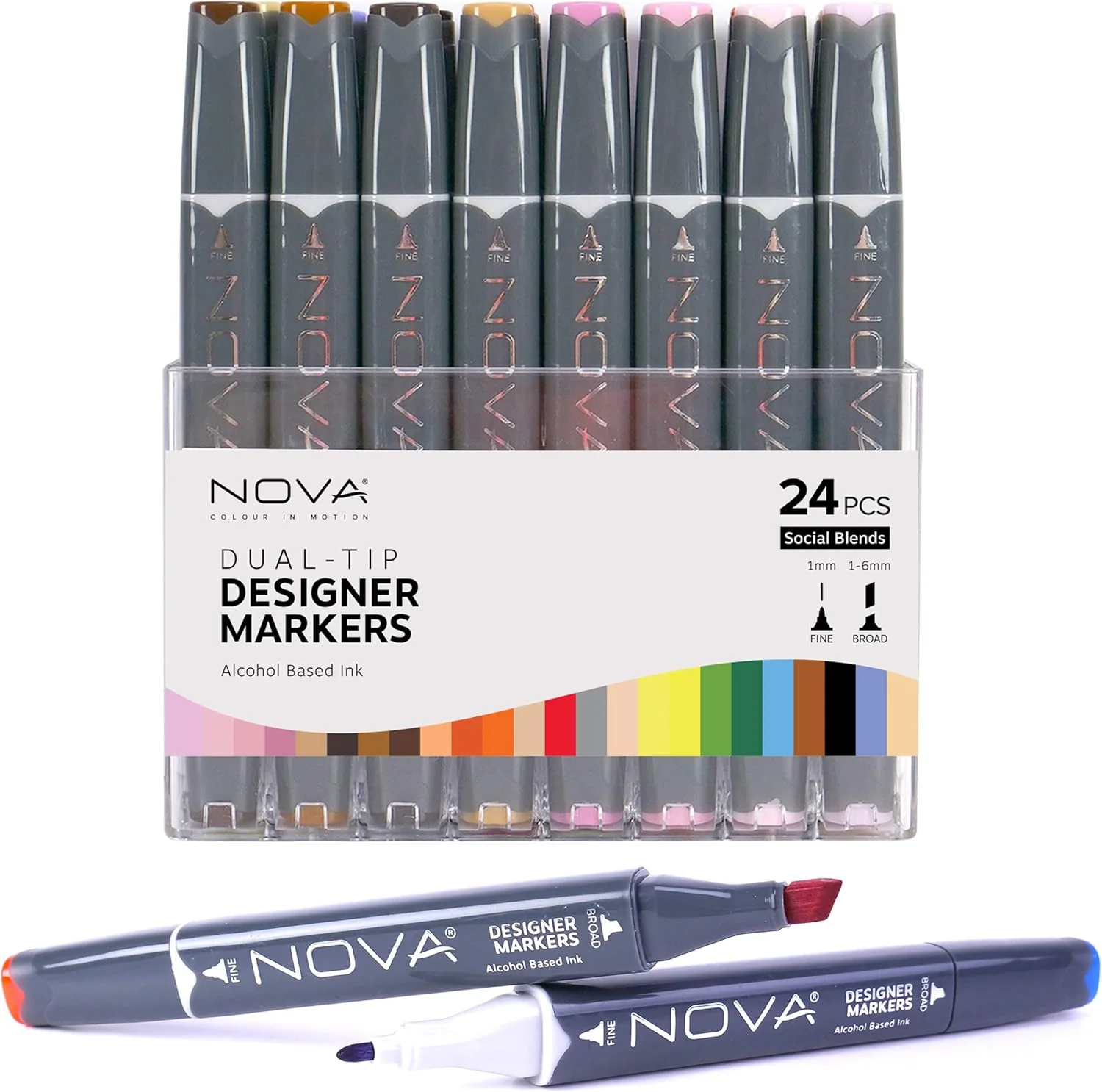 Nova Designer Dual Tip Alcohol Markers - Social Blends (24 Pack) - Image 5
