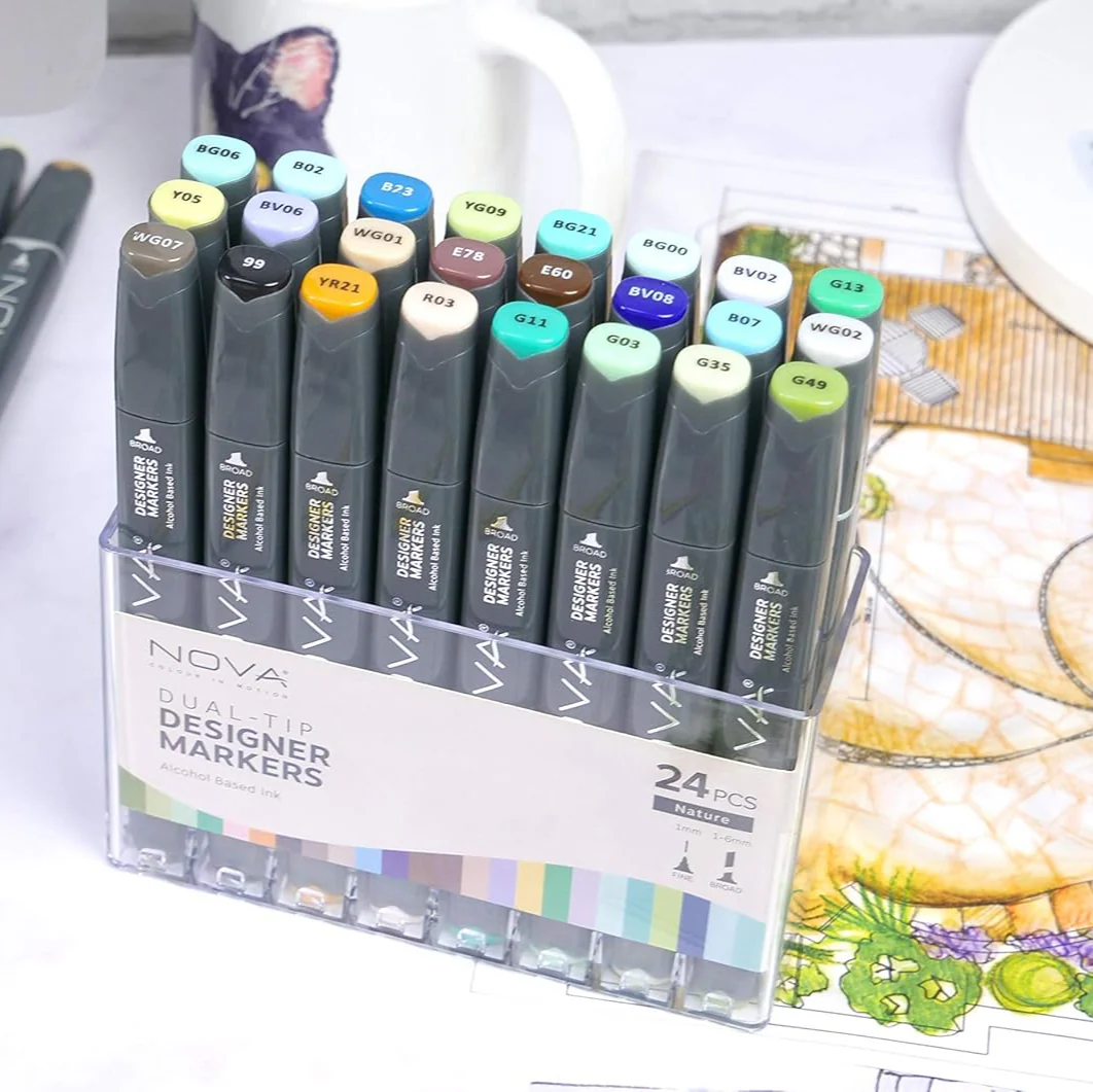 Nova Sketch Dual Tip Alcohol Markers - Nature (24 Pack) - Image 4