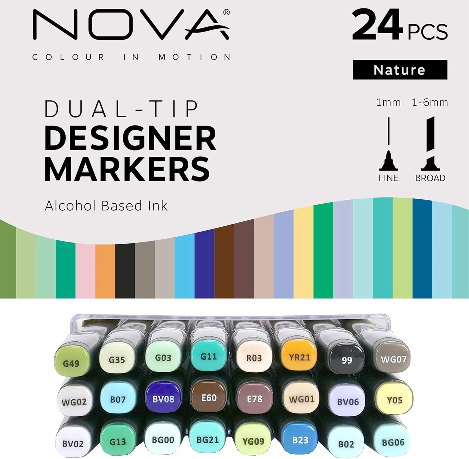 Nova Sketch Dual Tip Alcohol Markers - Nature (24 Pack) - Image 6