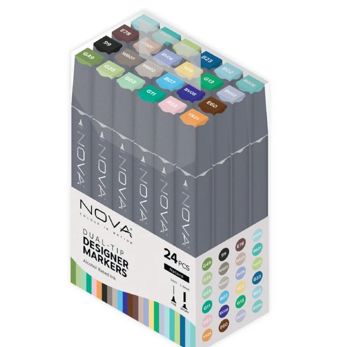 Nova Sketch Dual Tip Alcohol Markers - Nature (24 Pack) - Image 7