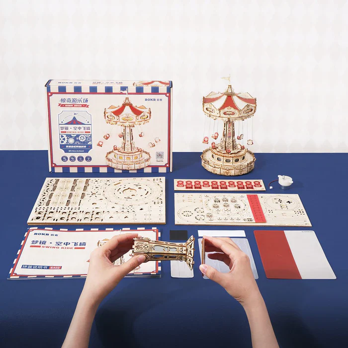 Swing Ride DIY Music Box 3D Wooden Puzzle - Image 3