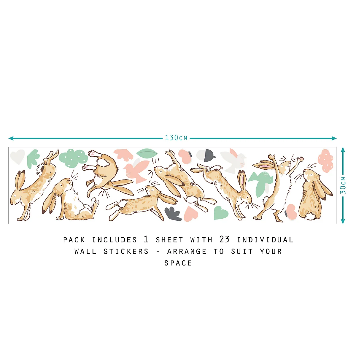 Wall Sticker Pack - Guess How Much I Love You Pastel Hares - Image 4